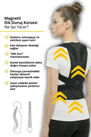 Unisex Manyetik Balenli Dik Duruş Korsesi