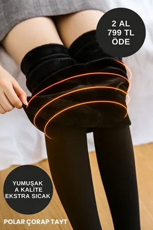 Kadın Yüksek Bel Polarlı Kışlık Termal Tayt Çorap