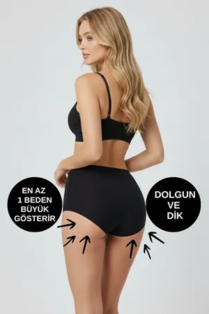 Kadın Push Up Vatkalı Popo Külot Korse Siyah
