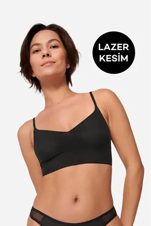 Kadın Penye Crop Büstiyer Siyah