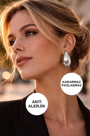 Gümüş Su Damlası Çelik Küpe
