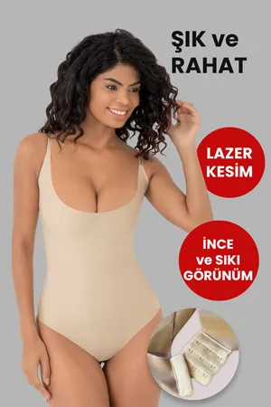 Kadın Zıbın Korse Ayarlanabilir Askılı Ten Rengi