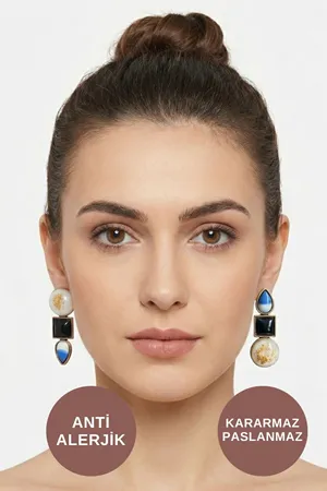 Sallantılı İşlemeli Çelik Küpe