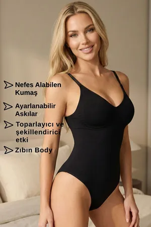 Siyah Askılı Toparlayıcı Body Korse