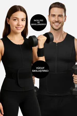Unisex Sauna Etkili Termal Zayıflama Yeleği Siyah