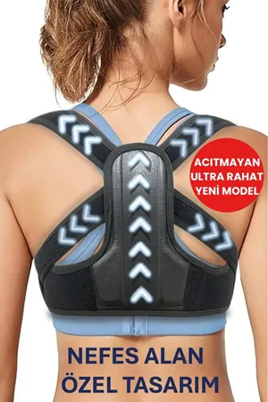 Ayarlanabilir Sporcu Dik Duruş Korsesi Siyah