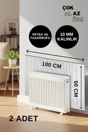 Radyatör Arkası 10 mm Kalın Alüminyum Folyolu Isı Yalıtım Levhası 2'li