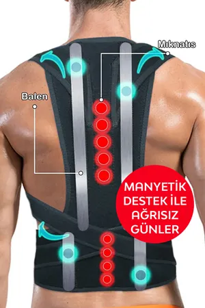 Manyetik Balenli Medikal Dik Duruş Korsesi Siyah