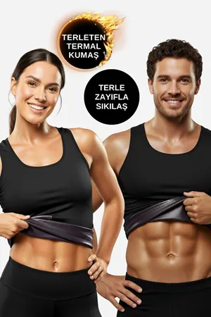 Unisex Termal Sauna Zayıflama Korsesi Siyah