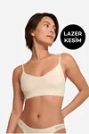 Kadın Esnek Spor Büstiyer Bej