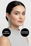 Gümüş Sallantılı Oval Halka Çelik Küpe