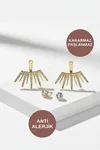 Zirkon Taşlı Silver Gold Çelik Küpe